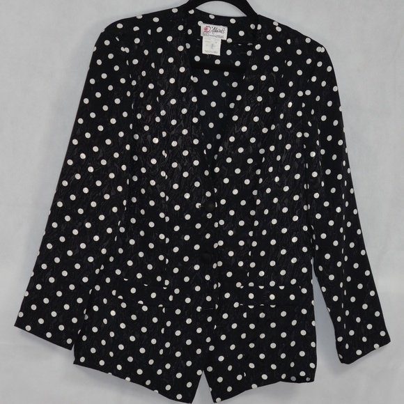 Black/White Polka Dot Jacket SZ 12 Dallairds - Picture 4 of 5